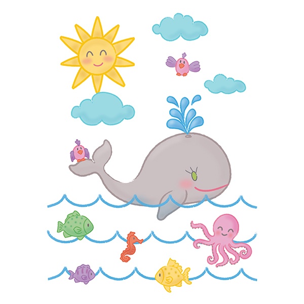 Kinderzimmer Wandtattoo: Der Wal und der Ozean