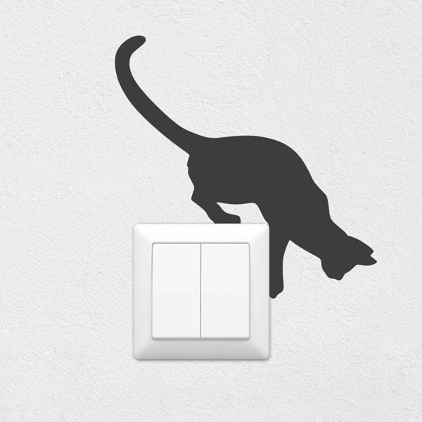 Dekoratives Vinyl für Schalter oder Steckdosen Katze Bereit zum Springen