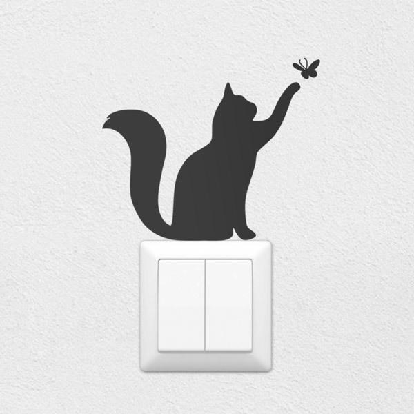 4pcs Katze Lichtschalter Aufkleber Wandtattoo Steckdosen Sticker Deko  Schalter