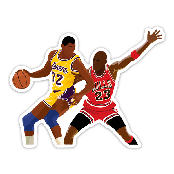 Aufkleber: Michael Jordan gegen Magic Johnson
