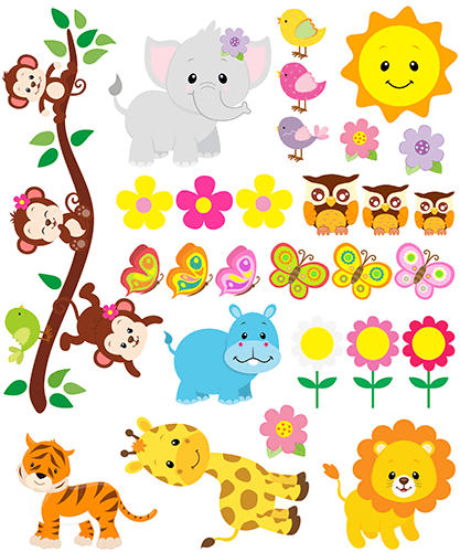 Kinderzimmer Wandtattoo: Kit Dschungeltiere