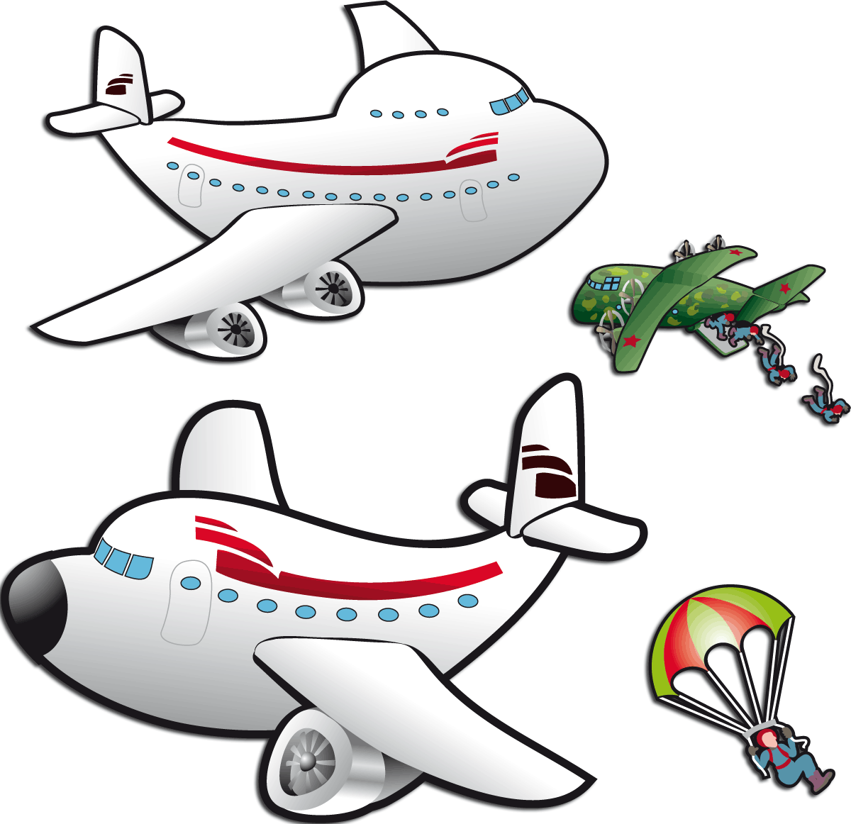 Kinderzimmer Wandtattoo: Flugzeuge und Fallschirmspringer