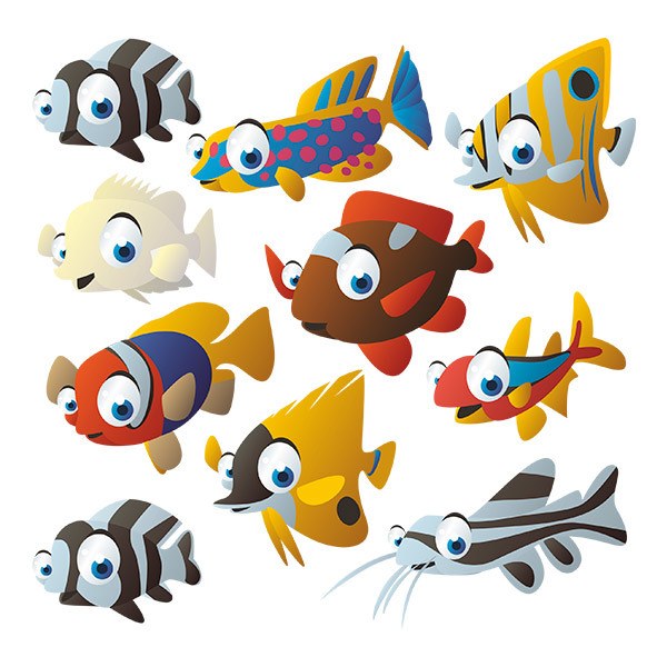 Kinderzimmer Wandtattoo: Set 10 Fische