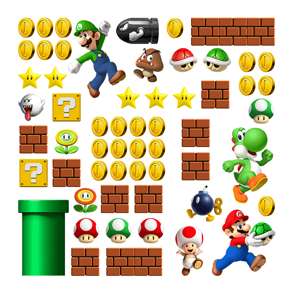 Kinderzimmer Wandtattoo: Set 60X Super Mario Bros