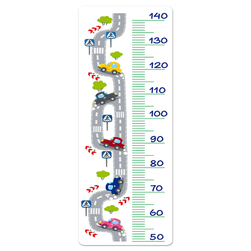 Kinderzimmer Wandtattoo: Messlatte Straße und Autos
