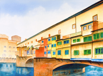 Wandtattoos: Malerei - Stadt und Fluss