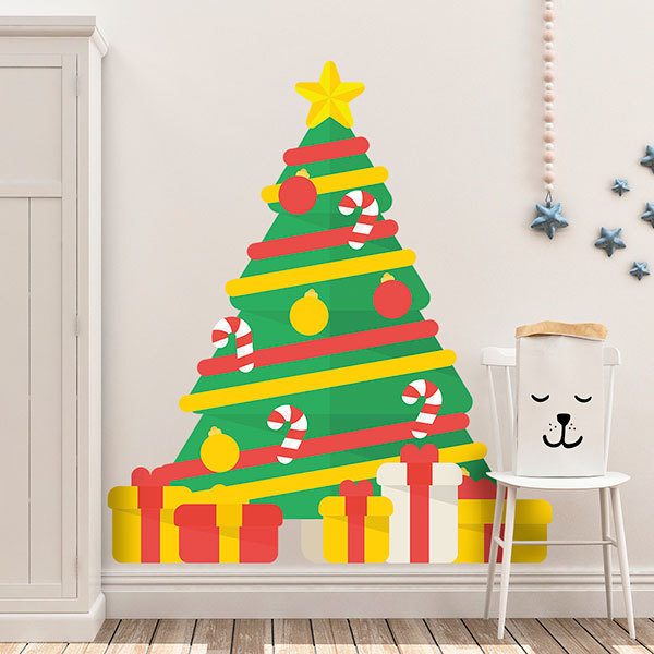 Wandtattoos: Weihnachtsbaum mit Geschenken