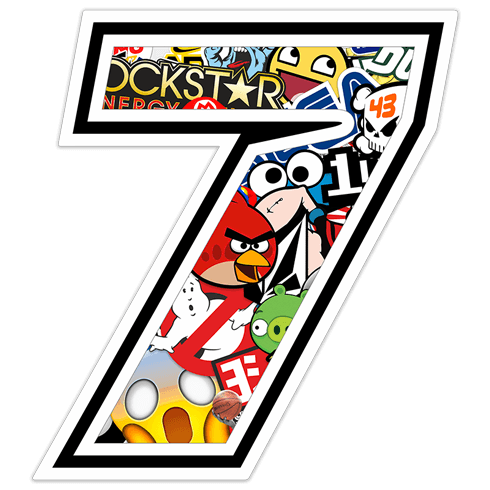 Aufkleber: Zahlen nummer 7 Stickerbomb