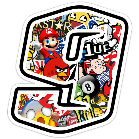 Aufkleber: Zahlen nummer 9 Stickerbomb