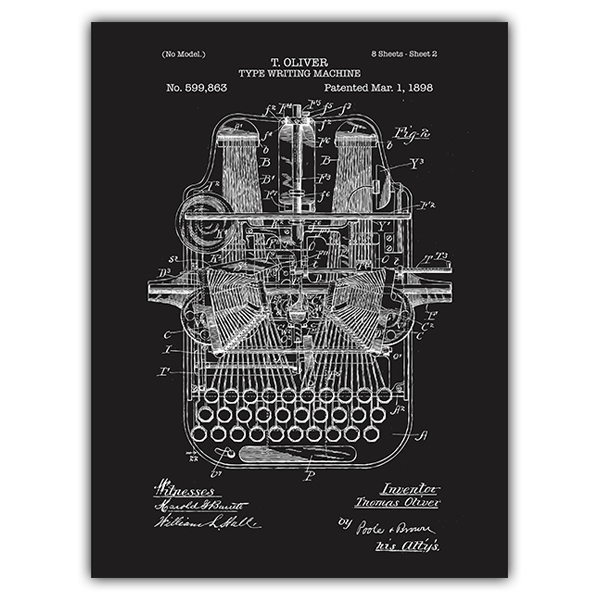 Wandtattoos: Patent-Schreibmaschine Schiefer