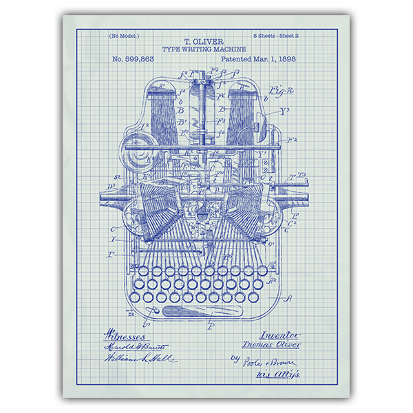 Wandtattoos: weißPatent Schreibmaschine