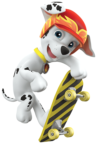 Kinderzimmer Wandtattoo: Paw Patrol - Marshall skateboarding