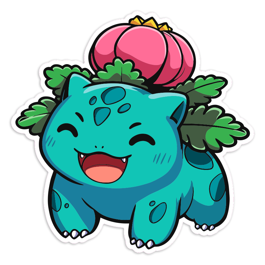 Aufkleber: Bisaknosp lächelnd chibi Pokémon