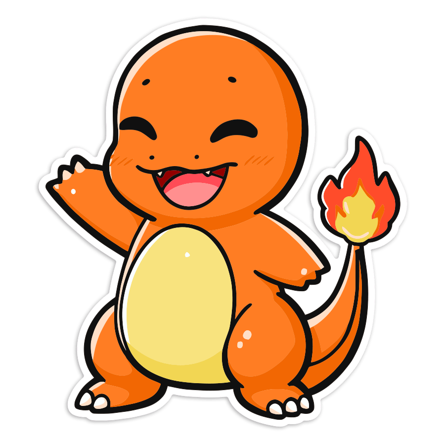 Aufkleber: Glumanda lächelnd chibi Pokémon