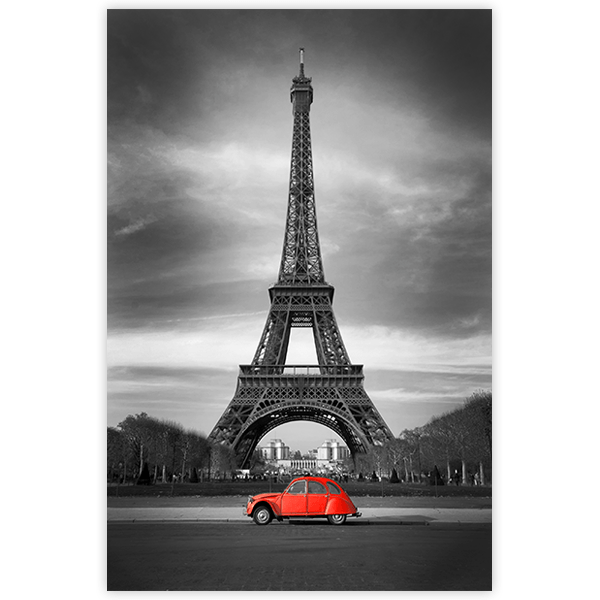 Wandtattoos: Auto vor dem Eiffelturm