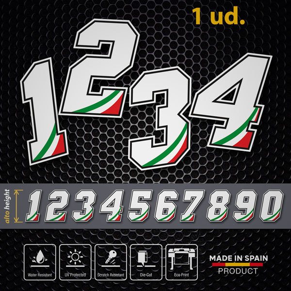 Aufkleber für Motorrad Zahlen Italien