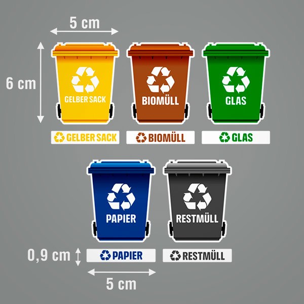 Aufkleber: Set 5X Aufklebers Recycling