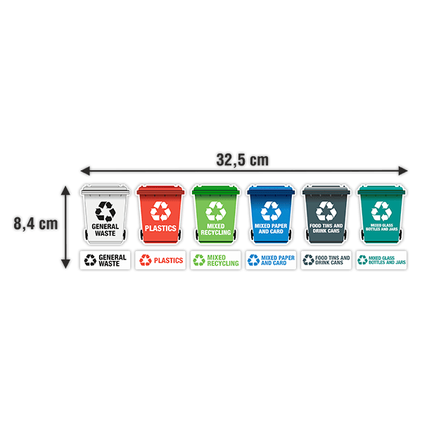 Aufkleber: Set 6 X Aufkleber Recycling auf Englisch