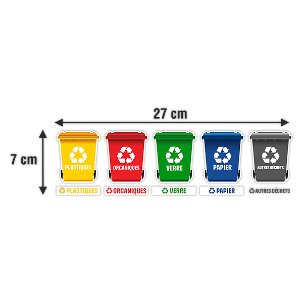 Aufkleber: Set 5X Aufklebers Recycling auf Französisch