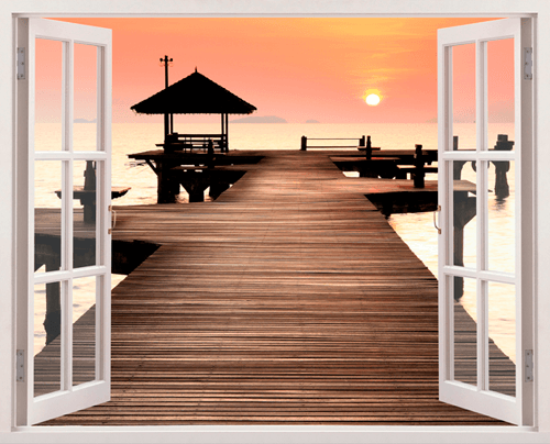 Wandtattoos: Sonnenuntergang Schiffsanlegestelle
