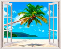 Wandtattoos: Palme auf karibischen Strand 5