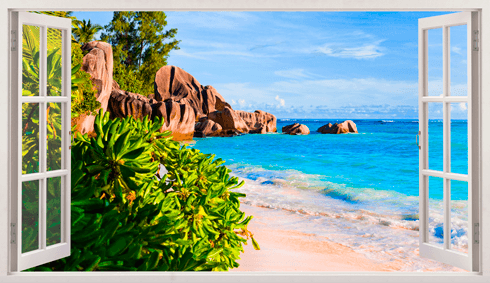 Wandtattoos: Panorama Steine am Strand 1