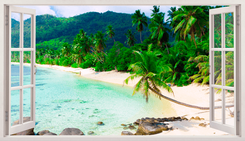 Wandtattoos: Panorama Palmen am Strand 2