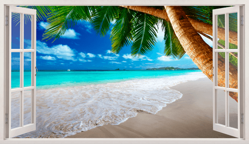 Wandtattoos: Panorama Palmen am Strand 3