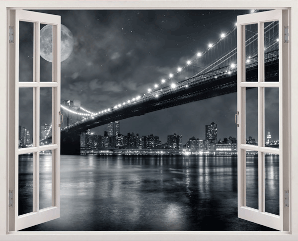 Wandtattoos: Brooklyn Bridge (schwarz-weiß)