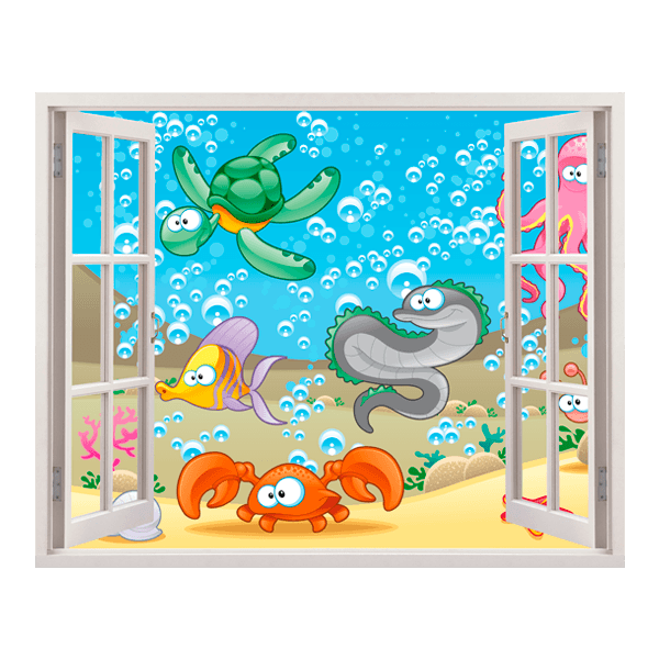 Kinderzimmer Wandtattoo: Meeresboden Fenster
