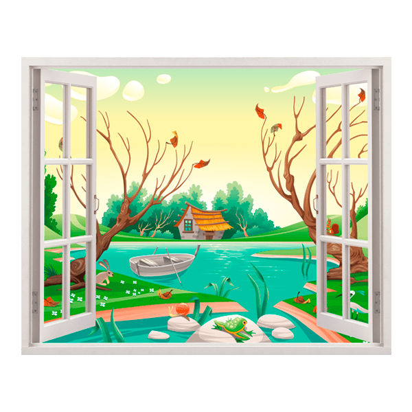 Kinderzimmer Wandtattoo: Fenster Waldsee