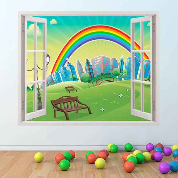 Kinderzimmer Wandtattoo: Fenster Regenbogen