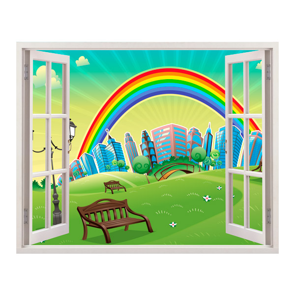 Kinderzimmer Wandtattoo: Fenster Regenbogen
