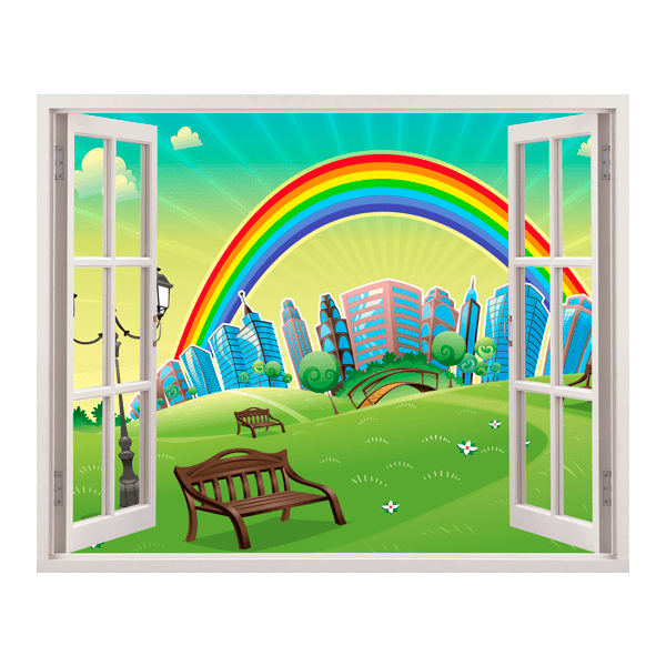 Kinderzimmer Wandtattoo: Fenster Regenbogen