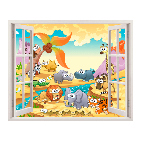 Kinderzimmer Wandtattoo: Fenster Treffen in der Savanne