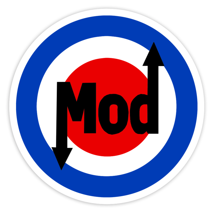 Aufkleber: Mod-Emblem mit Pfeilen im Retro-Stil