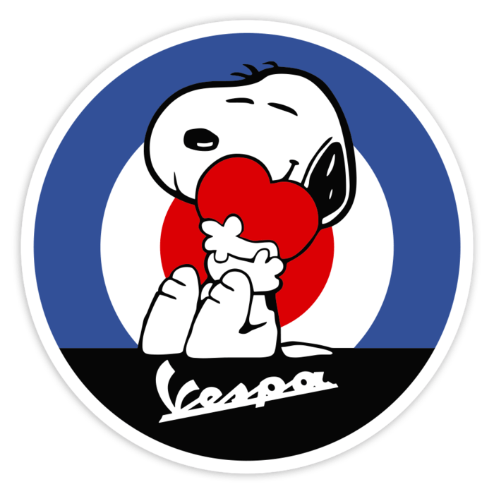 Aufkleber: Snoopy Mod mit Vespa und Herz