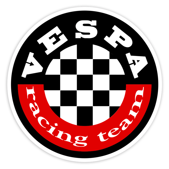 Aufkleber: Vespa Racing Team mit Schachbrettmuster