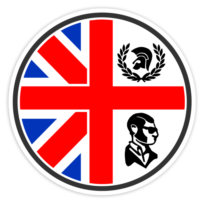 Aufkleber: Skinhead UK Emblem mit Kreuz und Trojan