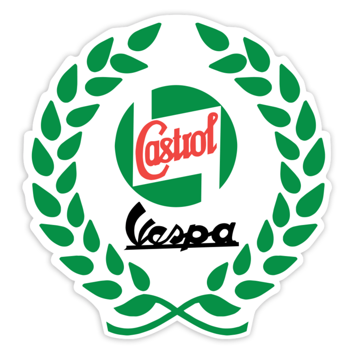 Aufkleber: Castrol Vespa mit Lorbeerkranz