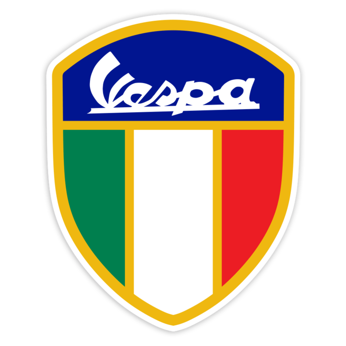 Aufkleber: Klassisches Vespa-Wappen mit Italienischer Flagge