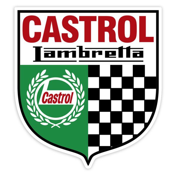 Aufkleber: Lambretta Castrol Wappen mit Racing-Schachbrett