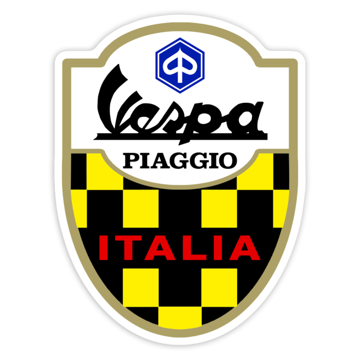 Aufkleber: Piaggio Vespa Italien Racing-Wappen mit Karomuster