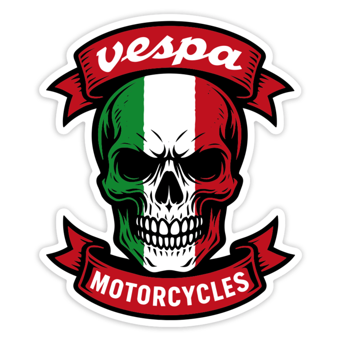 Aufkleber: Vespa Totenkopf Italien Motorcycles