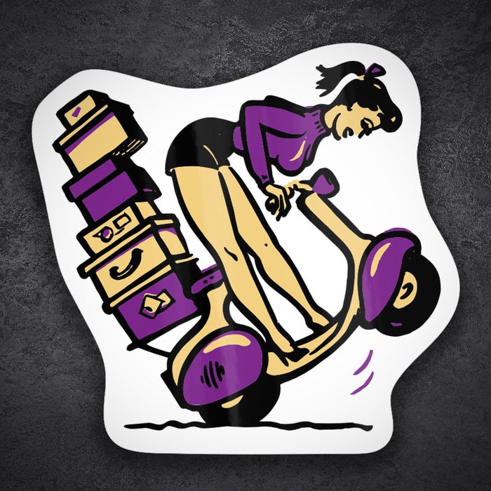 Aufkleber: Mädchen mit Überladener Vespa