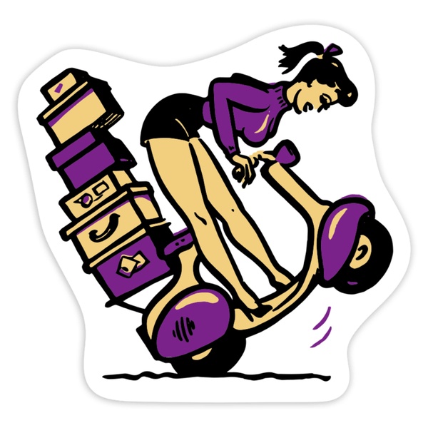 Aufkleber: Mädchen mit Überladener Vespa