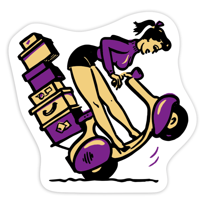 Aufkleber: Mädchen mit Überladener Vespa