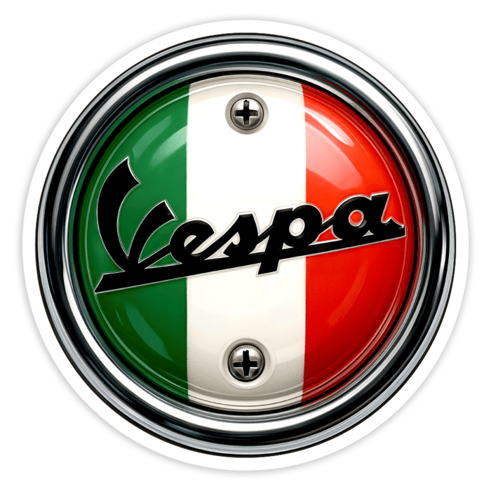 Aufkleber: Vespa Emblem Italien Flagge Chromschrauben