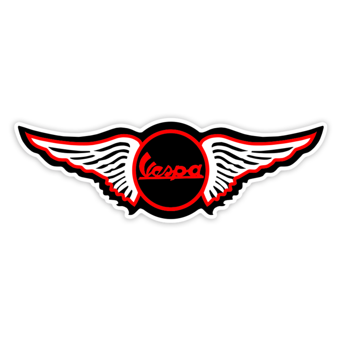 Aufkleber: Vespa Retro Look Roten Flügeln