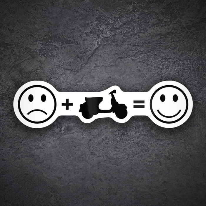 Aufkleber: Vespa Glücksformel Emojis & Roller